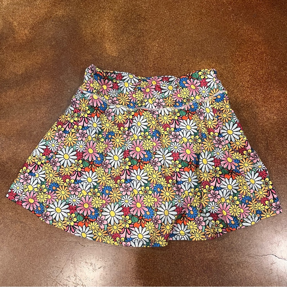 Floral Daisy Print A-Line Skirt - Multicolor